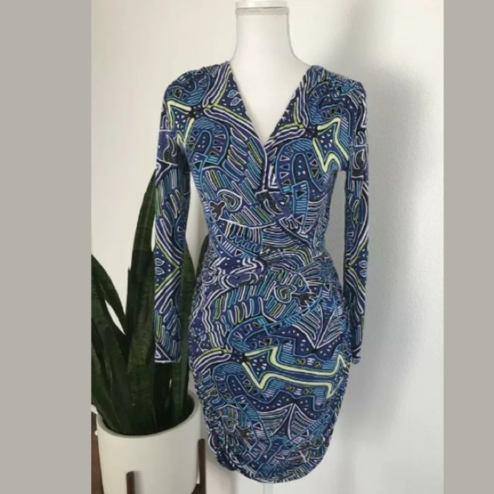Mara Hoffman Abstract Neon Cross Ruched Dress XS